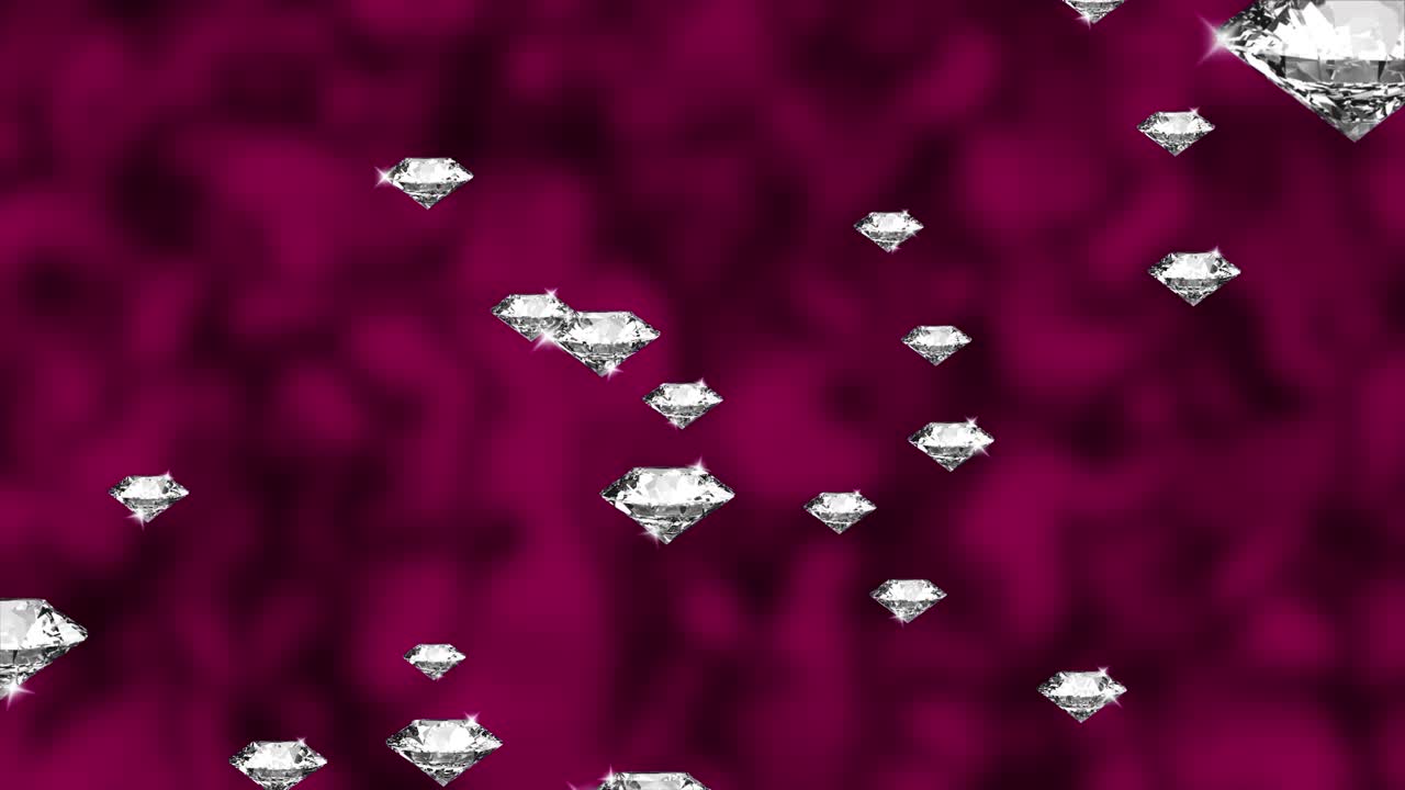Slow falling of diamonds gem jewelry 3d loop animation green screen background event concert title