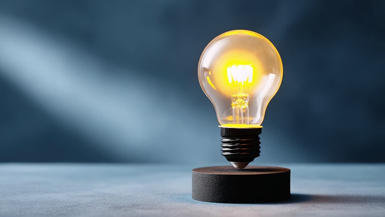 A Stunning Transformation of a Light Bulb from Clear Brilliance to Radiant Glow: An Exploration of Light and Shadow in a Minimalist Setup