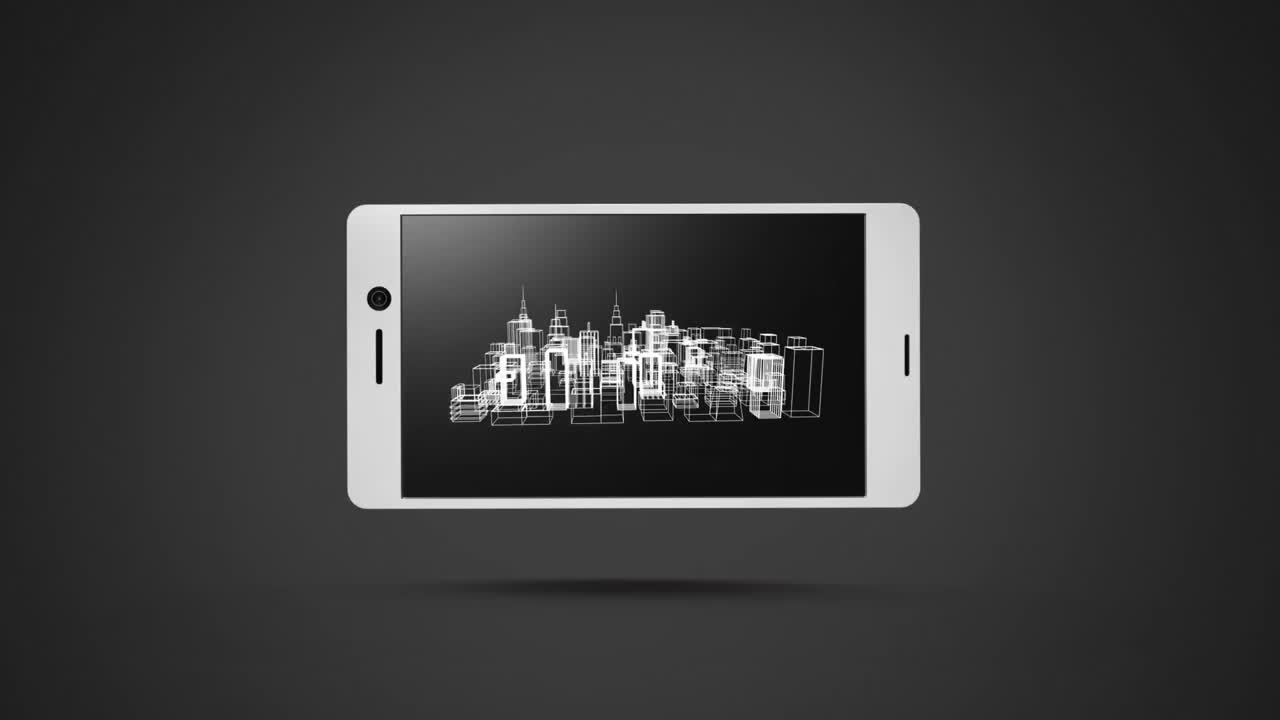 Città rotante visualizzata su smartphone