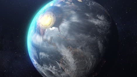 earth from space: dramatic light and cataclysmic impact
