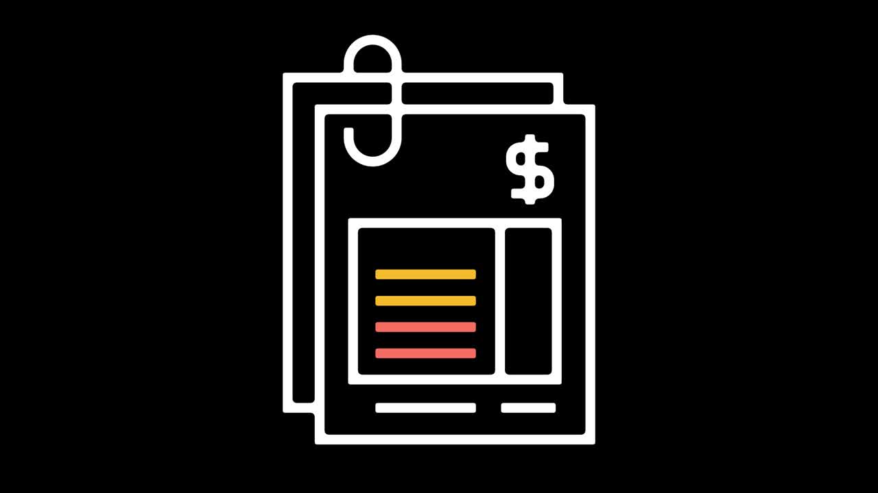 Invoice File Line Icon Animation with Alpha
