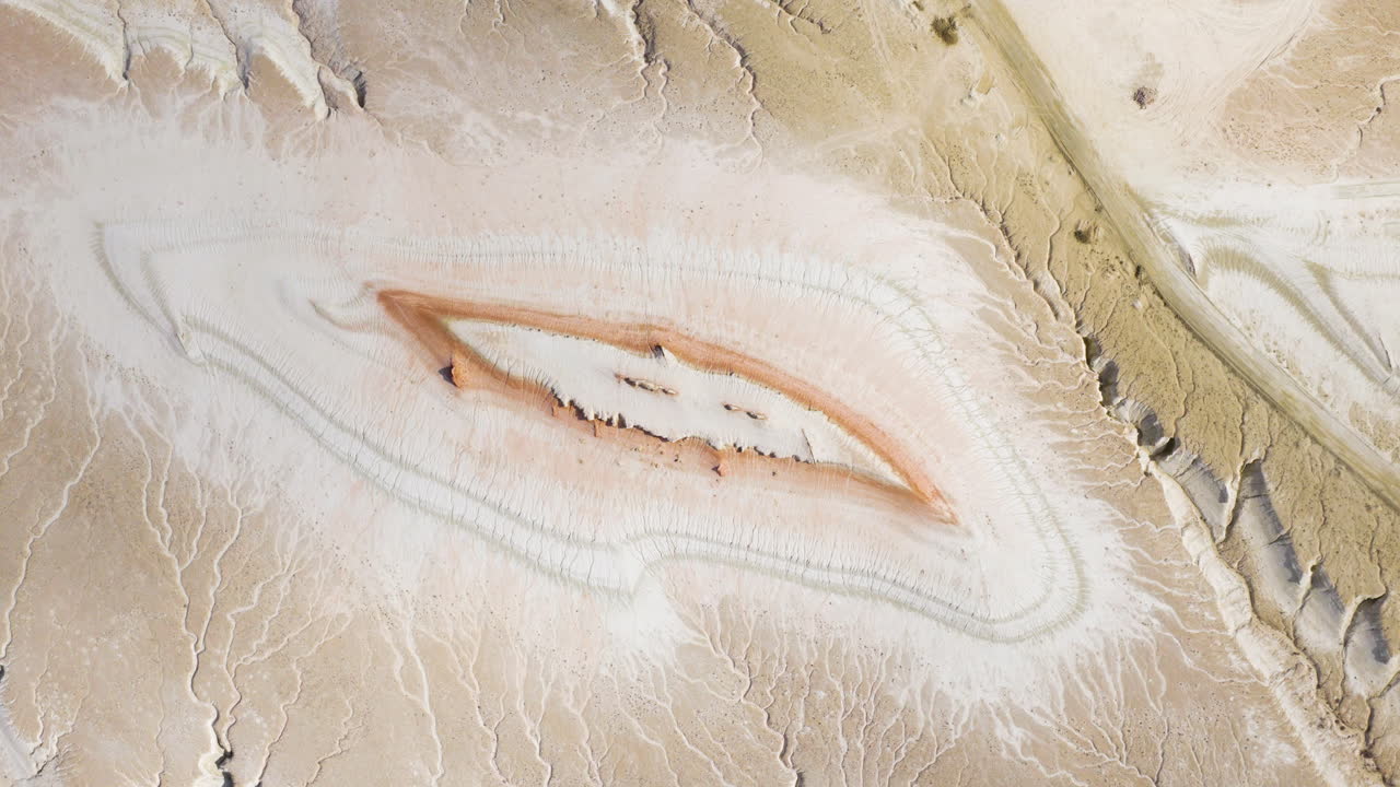 Strange Nature Landscape In The Barren Deserts Of Mangystau Region In Kazakhstan. Aerial Shot