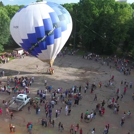 balloon waiting for boarding. vinnitsa, ukraine - july 2017: hot air color balloon balloon waiting for boarding at park