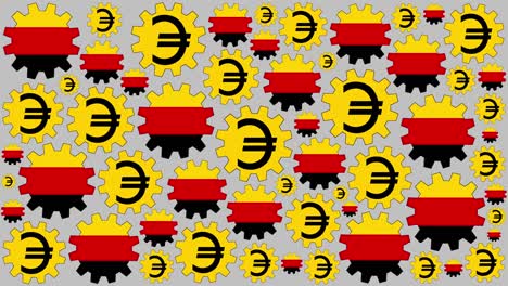 german flag and euro sign gears spinning background