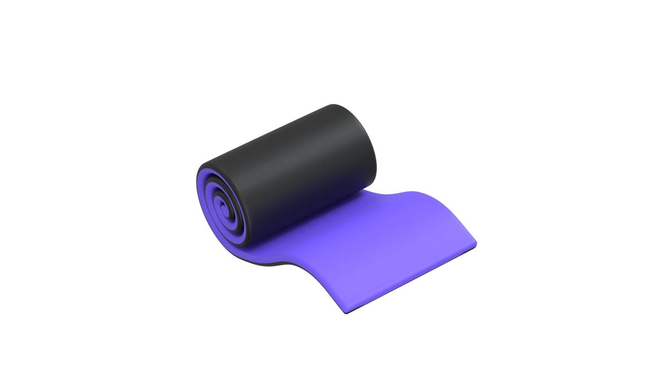 3D Render of a Rolled Purple Yoga Mat