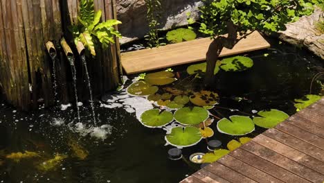 peaceful zen garden with pond and water feature