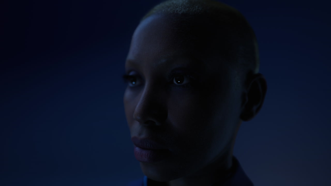 retrato femenino triste en fondo negro