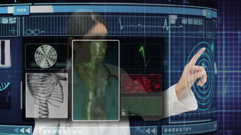 médico que utiliza una interfaz médica holográfica