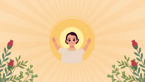 sacred jesus kid with flowers animation