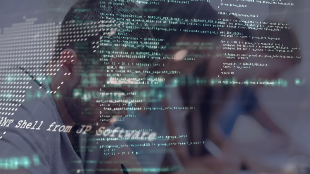 백인 남성 학생에 대한 데이터 처리 애니메이션