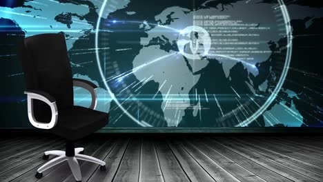 Animation-of-office-chair-over-world-map