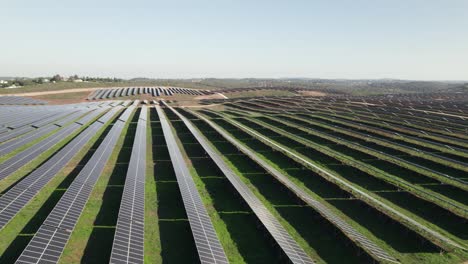 filas de paneles solares en una granja solar comercial que produce energía verde