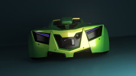 green futuristic sports car rear view