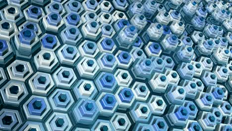 fondo geométrico abstracto en bucle con superficies hexagonales brillantes