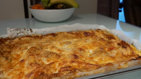 freshly baked lasagne, still hot