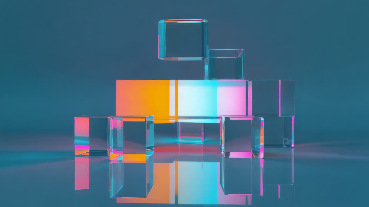 Stack of colorful glass cubes