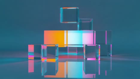 stack of colorful glass cubes