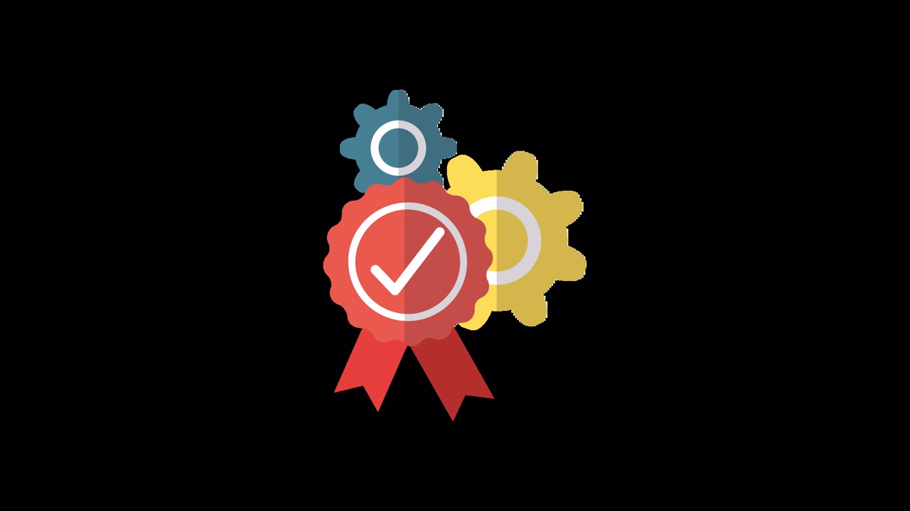 Animated Icon of Quality Badge and Gears