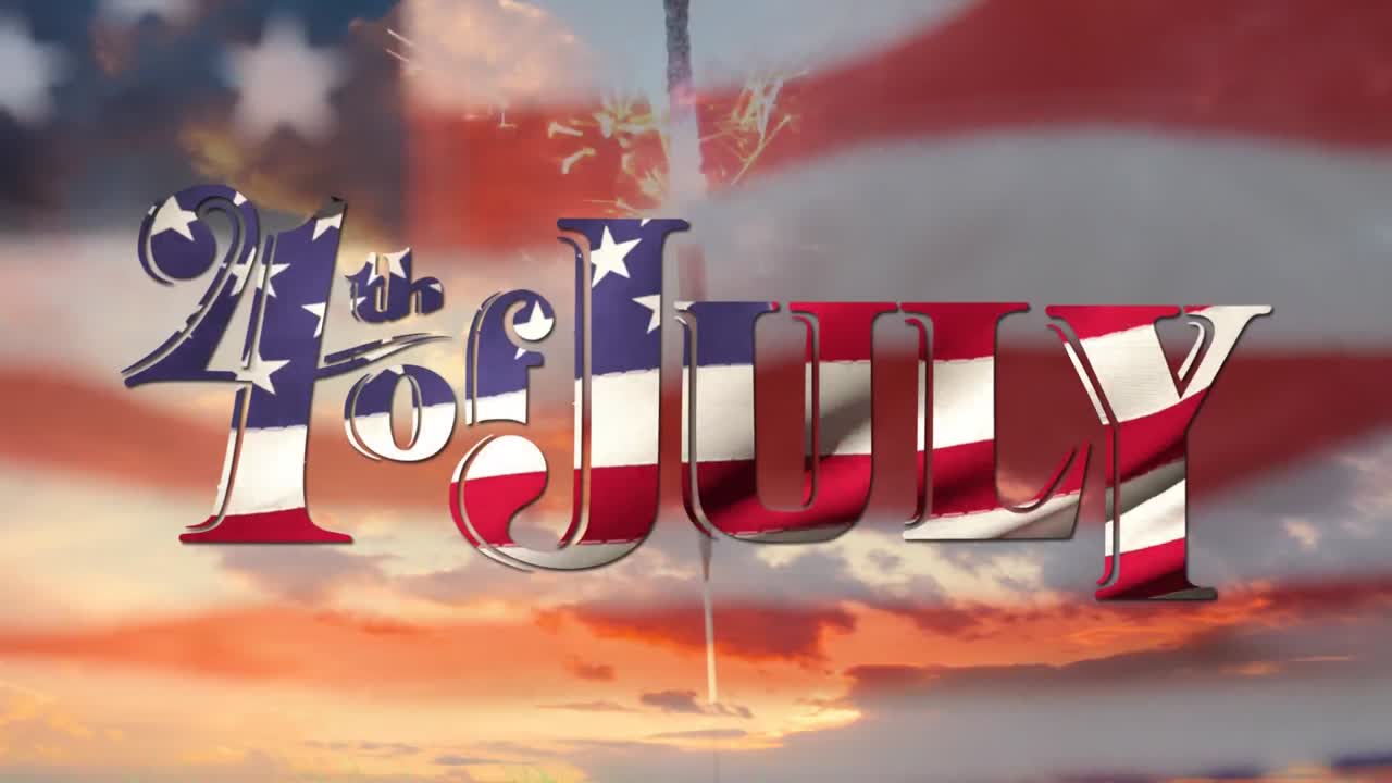 7월 4일 텍스트와 미국 국기