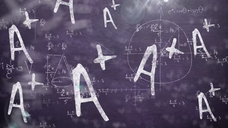 animación de fórmulas matemáticas en movimiento sobre la pizarra