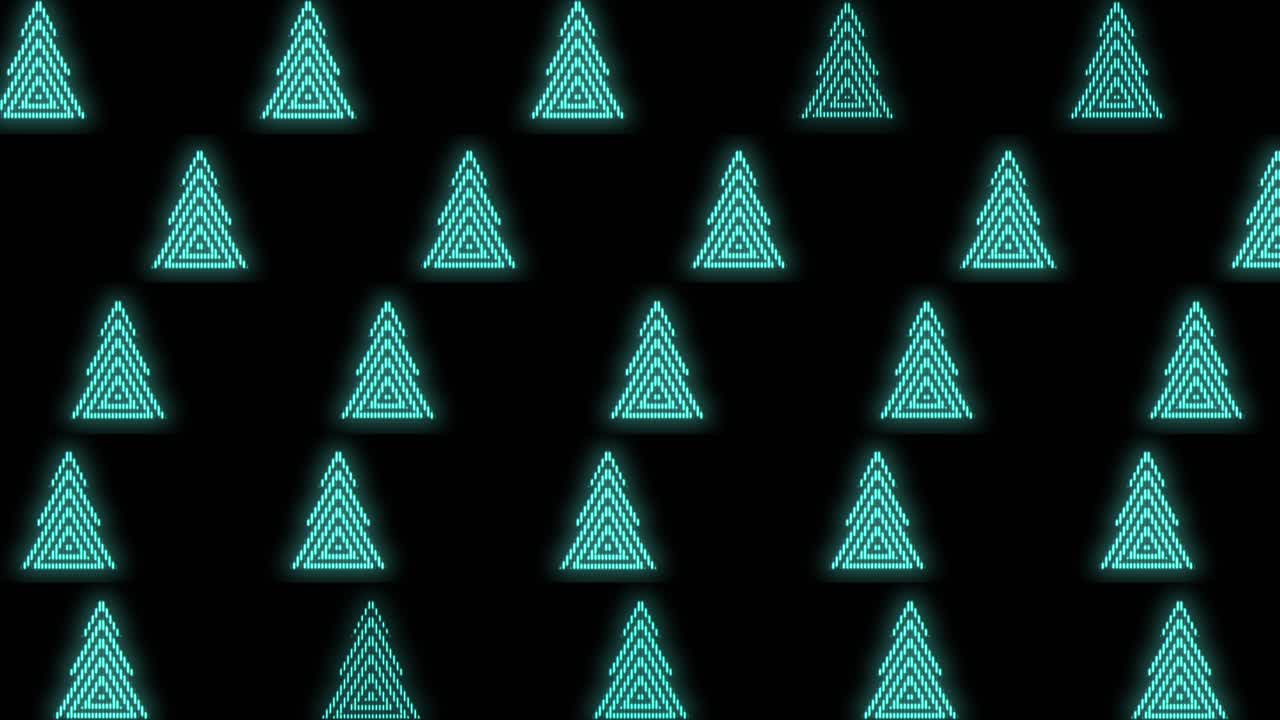 Moderne neonjuletræsmønster på sort gradient