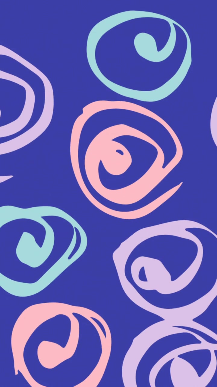 Digitale animatie van kleurrijke abstracte vormen die bewegen tegen een blauwe achtergrond