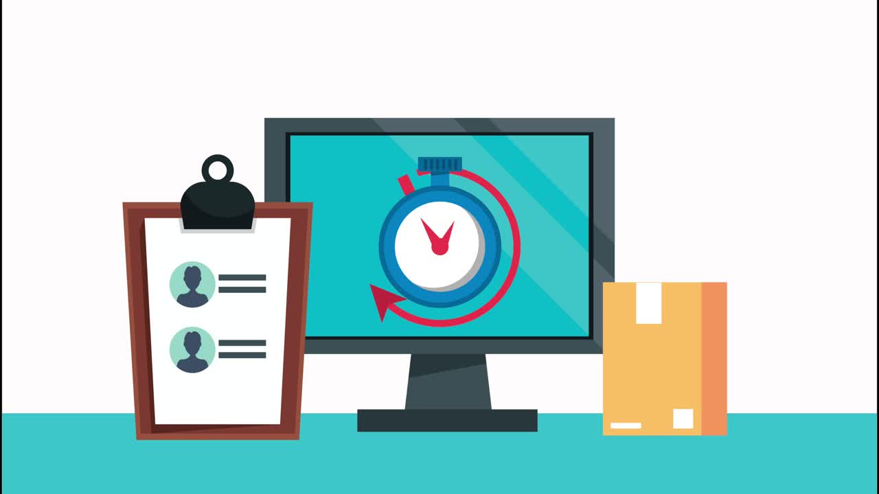 delivery logistic service with chronometer in desktop and checklist