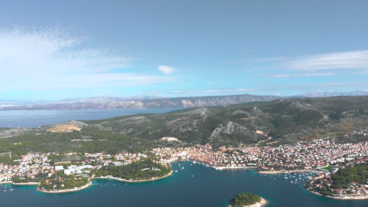 달마티아 아드리아 섬에 있는 스플릿 크로아티아 도시의 조감도