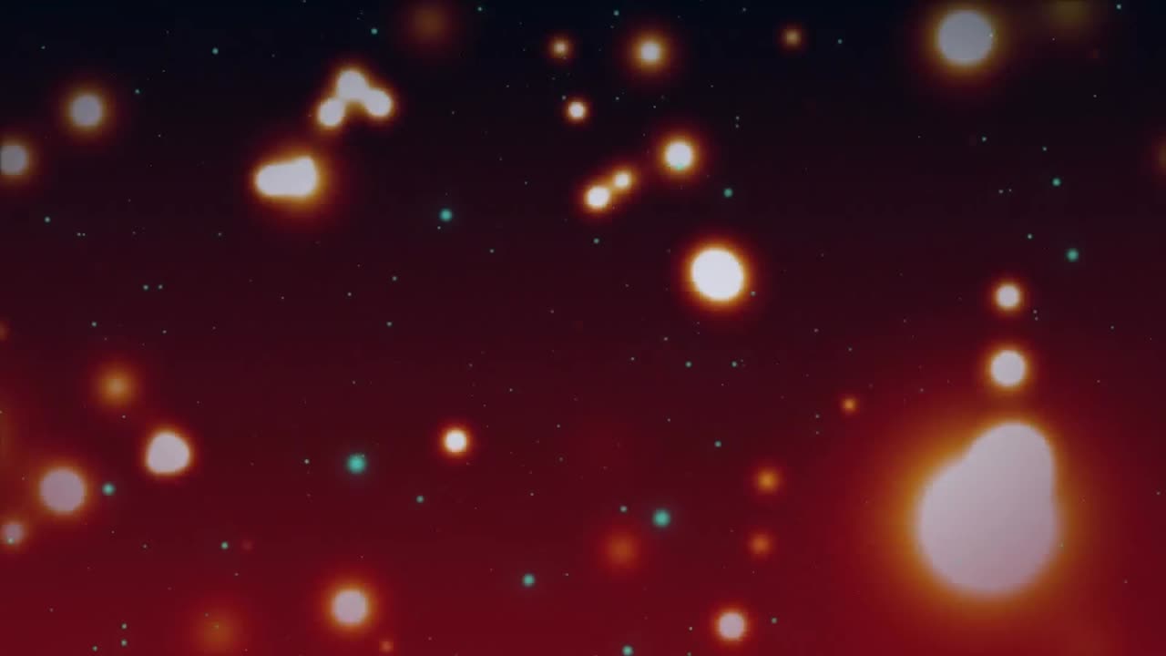 Animation of glowing spots of lights pattern moving over black background