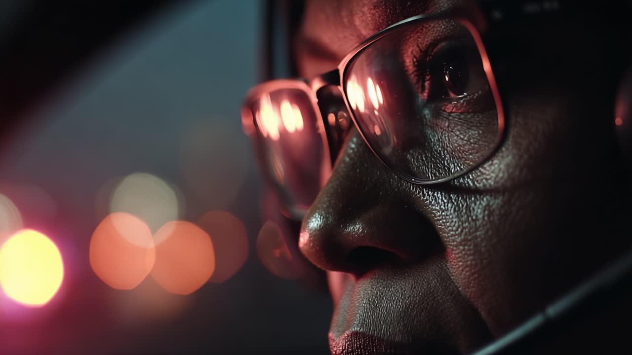 Focused Intensity: A Close-Up of a Dispatcher in Action with Headset, Capturing the Essence of Emergency Communication Under Dramatic Lighting