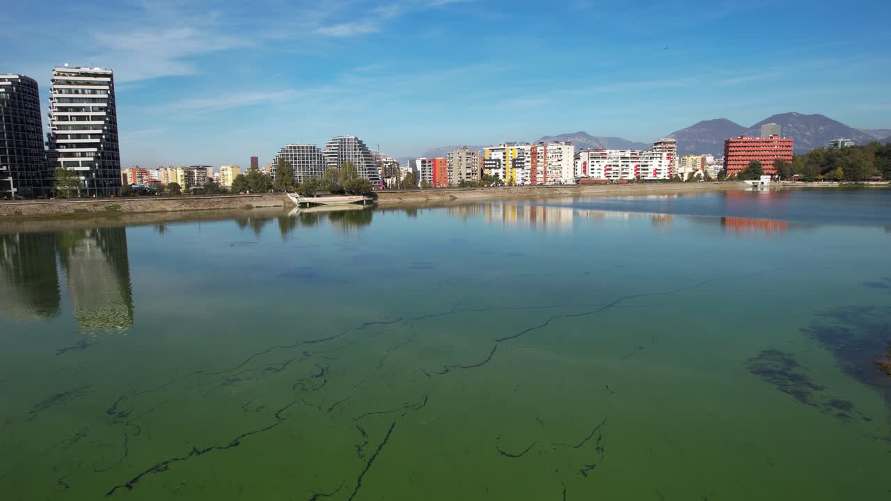 City Lake with Green Algae Bloom