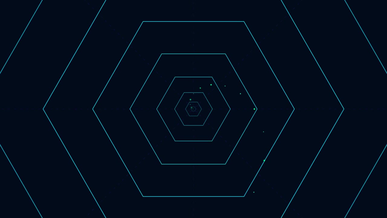 Fundo Abstrato em Movimento com Túnel Hexagonal Brilhante
