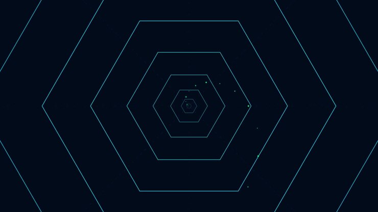 Abstract Motion Background with Glowing Hexagonal Tunnel