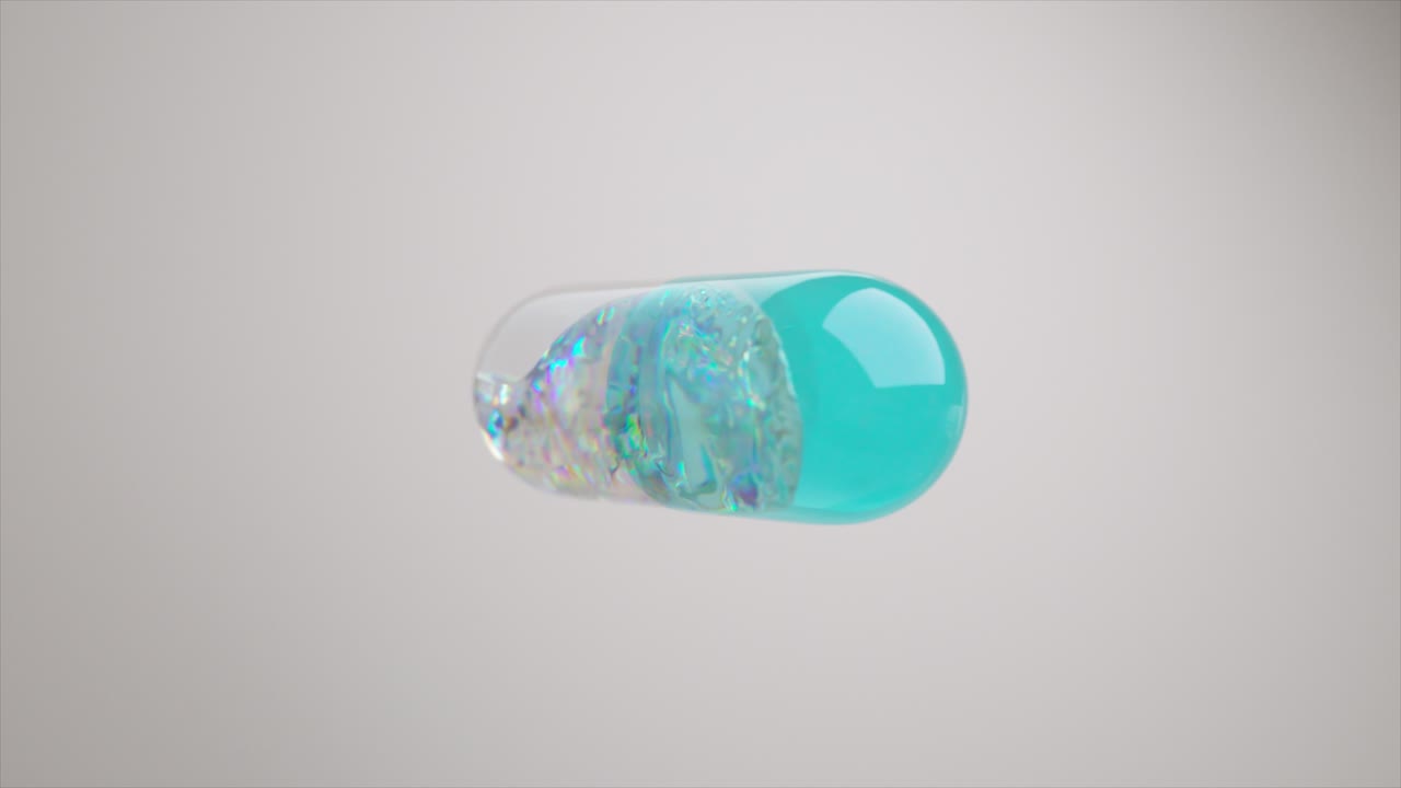 rendering de pastillas de cápsulas de color turquesa