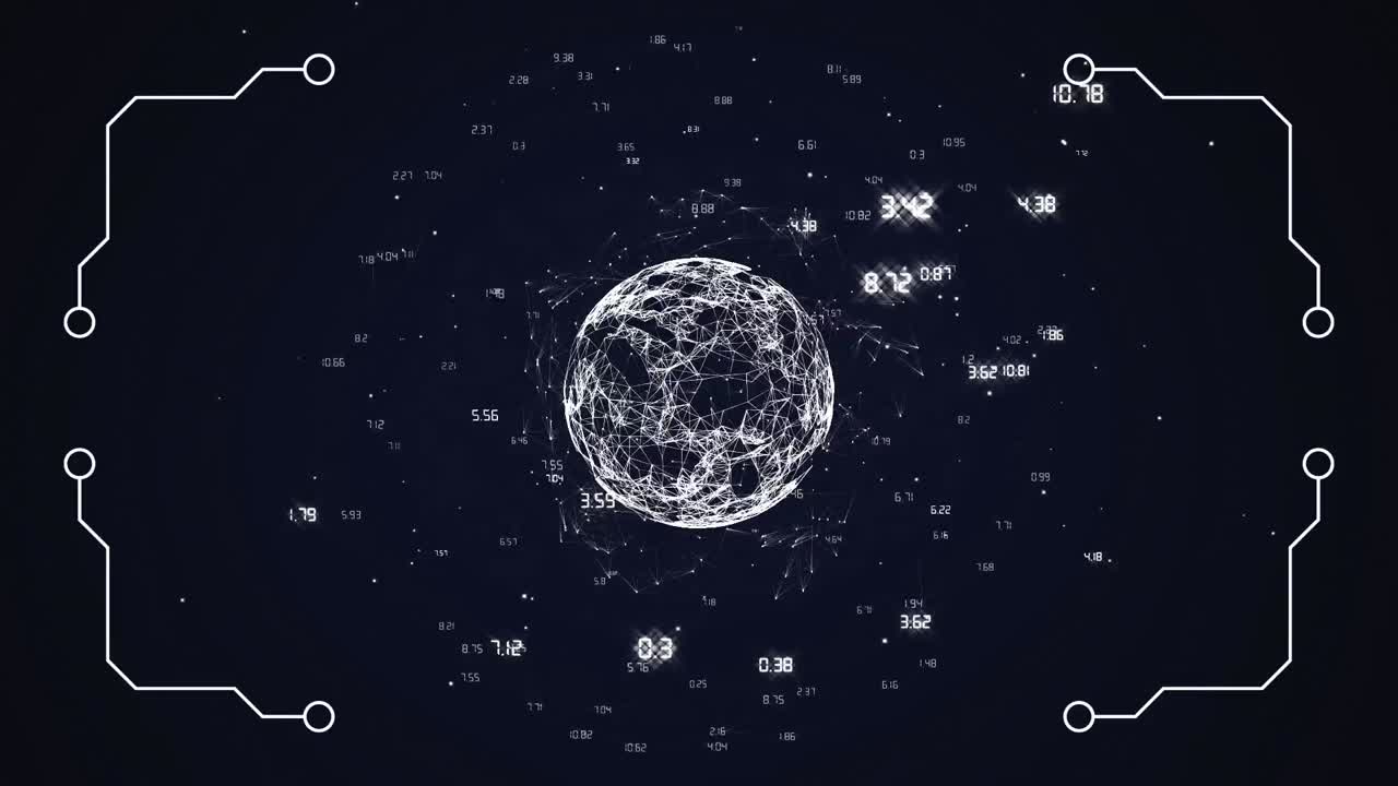 procesamiento de datos contra el globo de la red de conexión sobre un fondo negro