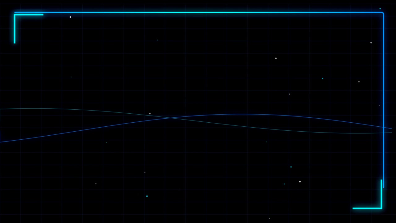 Abstract Digital HUD Frame with Floating Particles and Glowing Waves