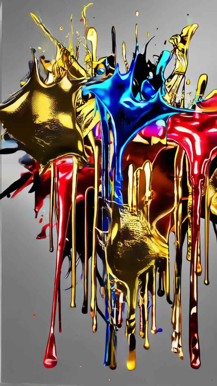 Abstract Paint Splatter Art with Dripping Effects