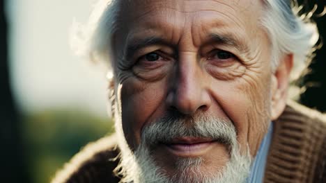 portrait of a smiling senior man with white hair and beard