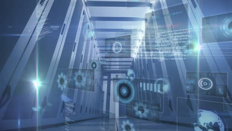 animation of data processing over server room