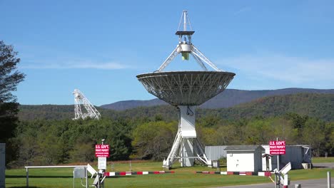 establishing shot of green bank observatory readio telescope in west virginia 3