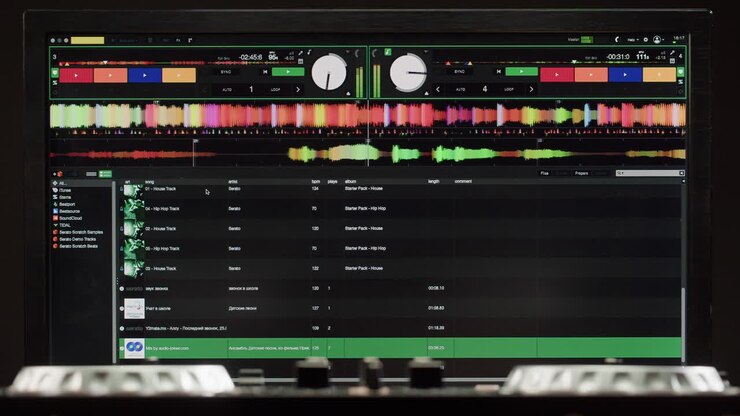 DJ Mixing Session on Computer