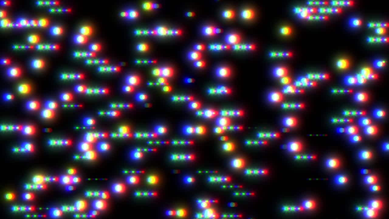 Rainbow digital dots with glitch on black screen