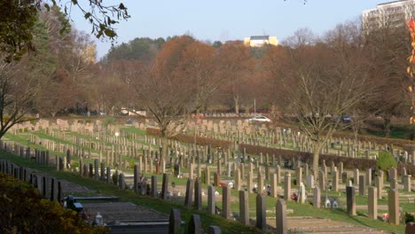 panorama of cemetery during autumn season