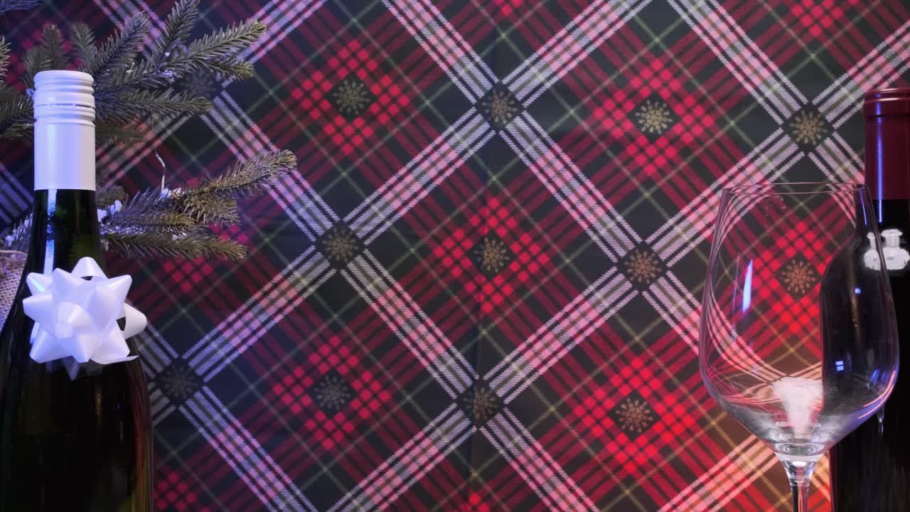 Wrapping paper background with wine bottles around