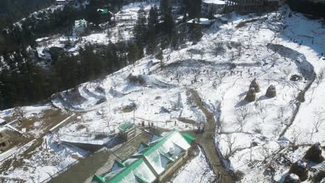 aerial view after snowfall in kufri shimla
