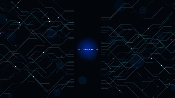 Interfaccia di circuito stampato digitale con testo attivo del sistema centrale