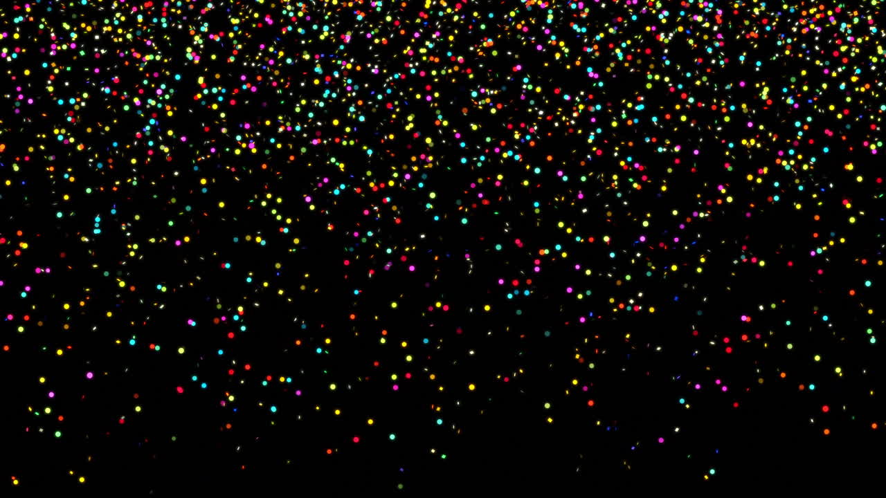 confeti colorido cayendo sobre un fondo negro