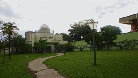 astronomy observatory facade in cloudy day in franca wide view - tilt shot