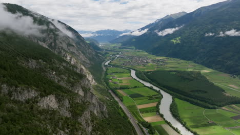 aerial view of a valley in austria