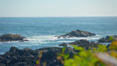 beautiful waves crashing on rocks in vancouver island pacific ocean